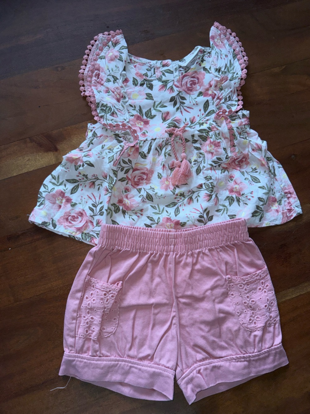 Daisy Fuentes Girls Pink Floral Matching Set - Pink & White